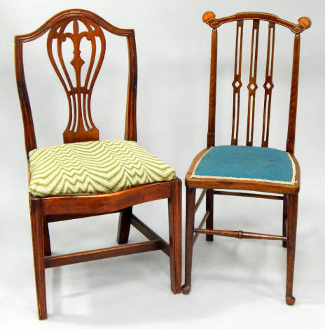 A Georgian camelback dining chair, and an Edwardian mahogany bedroom chair.