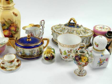 Ceramics, including a Rosenthal porcelain sucrier, an Aynsley vase and cover decorated with fruit, a Spa porcelain oval box and cover, a Royal Doulton character jug of Winston Churchill and a Limoges sauce boat.