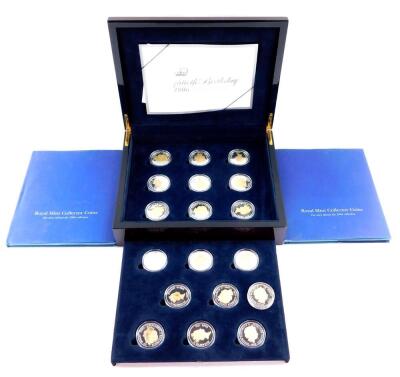 A Royal Mint silver proof coin collection 80th Birthday of Her Majesty Queen Elizabeth II 2006, twenty coins with certificate, cased and boxed, with the Story Behind The Collection, two vols.