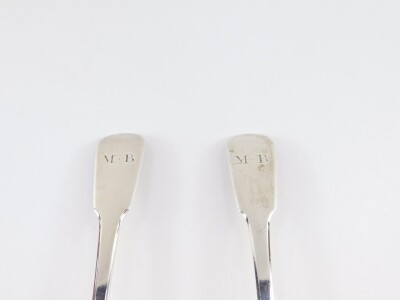 A pair of George III silver table spoons, initial engraved, James Beede, London 1815, 4.3oz. - 2