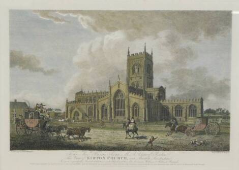 After W & H Burgess (British, late 18thC). To The Revd Francis Swan, MA, Vicar of Kirton, This View of Kirton Church Near Boston, Lincolnshire., coloured engraving, published by John Morton, Boston, Lincolnshire., 46cm high, 55cm wide.