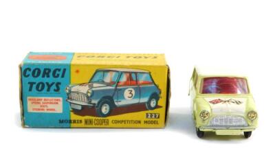 A Corgi die cast model of a Morris Mini Cooper, Competition Model, in white and pale green, with Glidamatic spring suspension, No 227, boxed. - 2