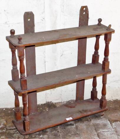 A set of 19thC mahogany wall shelves, 60cm high, 62cm wide.