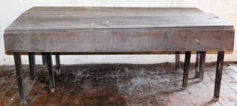 A pair of early 19thC oak gateleg Wake tables, each 72cm high, 180cm long by 45cm wide, plus flaps.