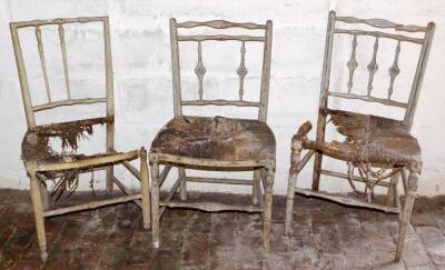 Three plus two early 19thC painted chairs (AF). - 3