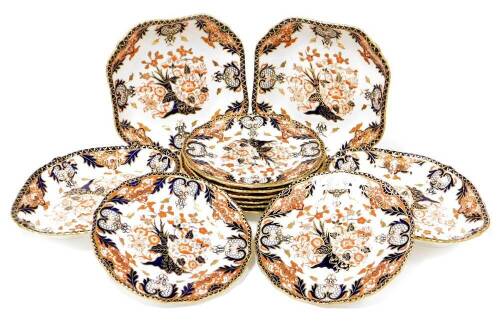 Royal Crown Derby Imari pattern part dinner wares, to include two oblong serving dishes, two square serving dishes and eight plates. (12)