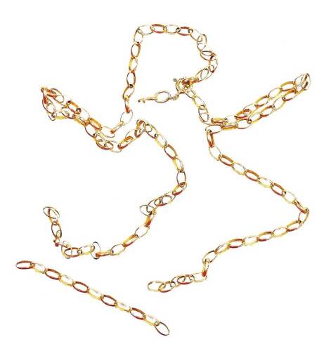 A 9ct gold link necklace, with loose links (AF), 3.3g.