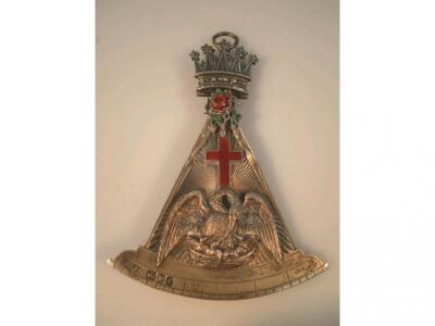 A Masonic jewel, Rose Croix silver with red and green enamel, maker GK & S, London assay