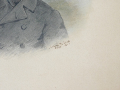 Edwin Dalton Smith (1800-?). A head and shoulders portrait of a gentleman wearing a spotted cravat and black coat and waistcoat, and a companion painting of a gentleman with mutton chop whiskers, wearing black coat, watercolour drawings, both signed and d - 3