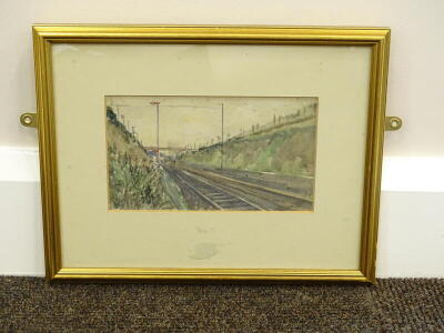 •Norman Wilkinson (1878-1971). Tring, watercolour, initialled and titled verso, 10cm x 18cm. Label verso Michael Bullivant Watercolours, Winchester. Auctioneer Note: We have specific vendor instructions to sell this lot WITHOUT RESERVE. - 2