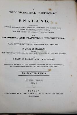 Lewis (Samuel) A TOPOGRAPHICAL DICTIONARY OF ENGLAND... 4 vol., engraved maps, foxed, later cloth, worn, large 4to, 1831. - 2