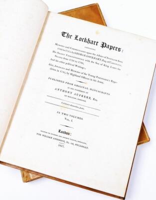Binding. Aufrere (Anthony) The Lockhart Papers 2 vol., half-title, slightly foxed, contemporary fine morocco binding ruled in gilt, spine gilt, 4to, 1817. - 2