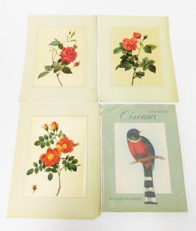 Gould (John). Oiseaux, Editions du Chene, 1960 16inch x 12inch portrait with nineteen full page colour plates: together with three Redoute plates of roses.