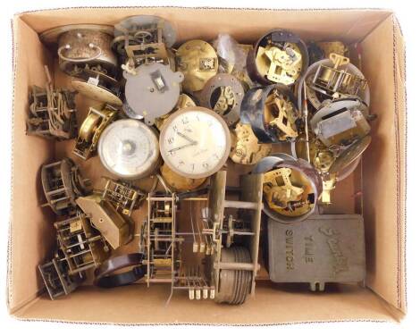 Various brass and other clock movements, a Stanley time switch, etc.