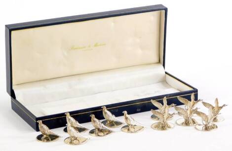 A set of twelve Elizabeth II silver menu holders, six modelled in the form of pheasants, and six modelled in the form of ducks in flight, Sheffield 1996, 3½ oz.