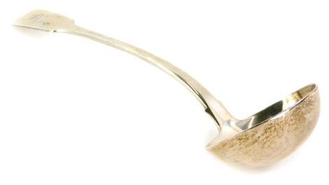 A George III fiddle pattern silver ladle, with S initial to handle, London 1794, 10oz.