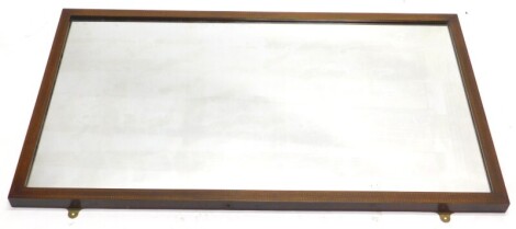 An Edwardian mahogany and chequer banded rectangular wall mirror, 124cm high, 69cm wide.