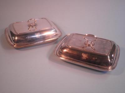A pair of George III silver entree dishes & covers