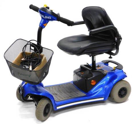 A Sterling blue mobility scooter, with charger.