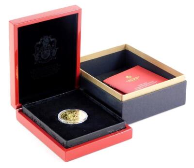 An East Indian Company 2016 five Guinea 22ct gold proof coin, 42g, with fitted case and certificate.