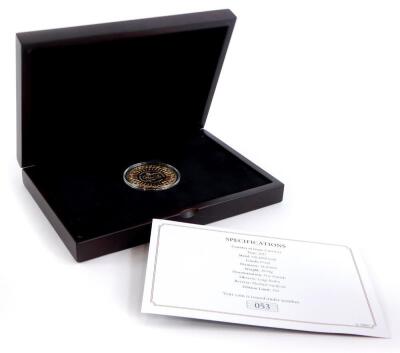 A Guernsey 2017 five pound 22ct gold coin, number 53 of 150, 39.94g, sold with certificate and fitted case.