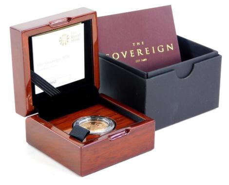 A 2020 gold proof full sovereign, with certificate of authenticity number 1862, in fitted case etc.