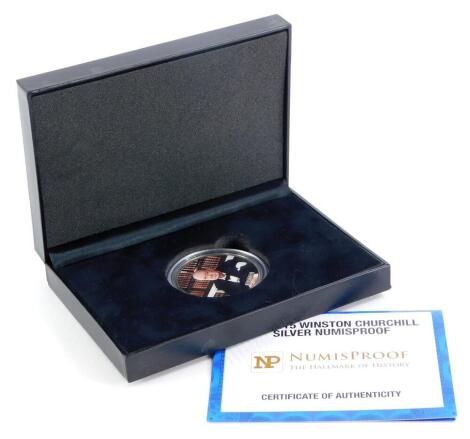 A 2015 Sir Winston Churchill silver Numisproof 2oz of 925 standard silver, limited edition number 479 of 495.