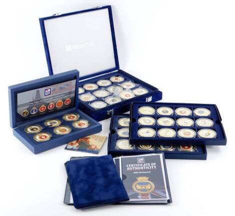 A Westminster Mint collection of badges of the Royal Navy, with certificates of authenticity, in iron with 24ct on copper etc.