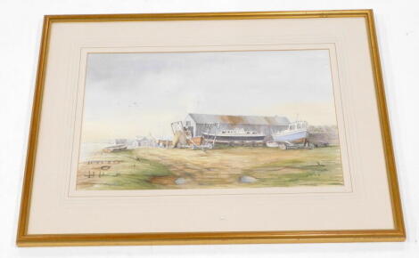 J B Macey. At Southwold, watercolour, 51cm x 32cm.