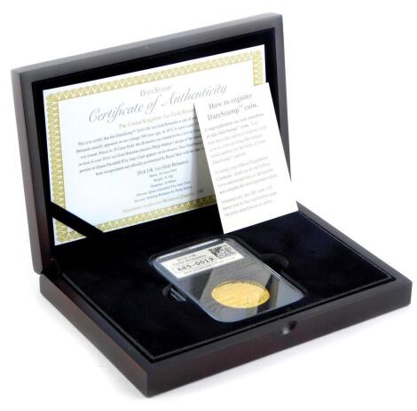 A 2016 UK 1oz gold Britannia coin, 24ct gold, 31.10g, with certificate.