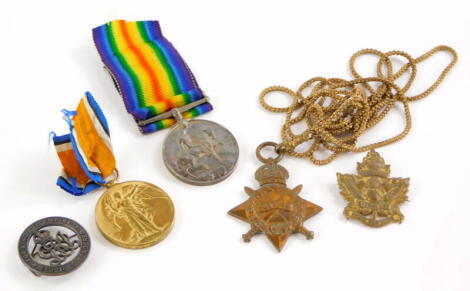 A pair of First World War medals awarded to a 10162 Private T Keating, stamped S.Wales BROD of the South Wales Border Regiment, to include 1914/15 star, the Victory medal and the Campaign medal, a King and Empire Services rendered pin badge.