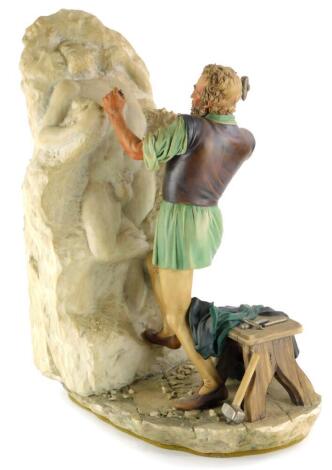 A Capodimonte limited edition figure of Michaelangelo, the Sculptor, number 176 of 500 by Maggioni, titled plaque to side, 46cm high.