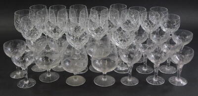 A quantity of cut glass, mainly wine glasses, etc.