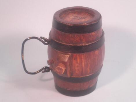 A 19thC oak small cider costrel type barrel