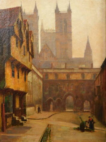 William Logsdail (1859-1944). Exchequer Gate, Lincoln, oil on canvas, signed, 40.5cm x 30.5cm.