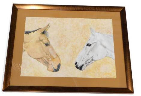 N.D.Thorne. Two horses, watercolour, signed and dated 2010, 45cm x 64cm.