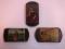 Three 19thC German papier mache and leather card cases