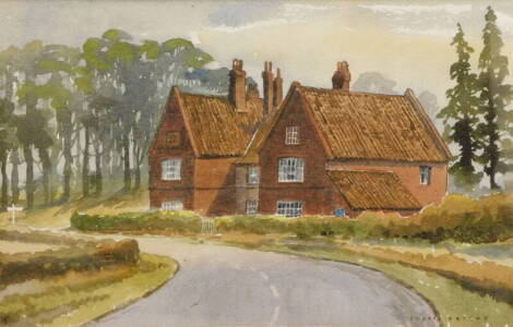 Sidney Wright (20thC). The Rushy Inn Babworth, watercolour, signed, titled and dated 1981 verso, 24cm x 38cm. Artist label verso.