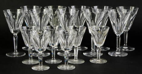 A part set of Waterford Sheila pattern glasses, comprising ten small wine glasses and six brandy glasses, some pieces A/F.