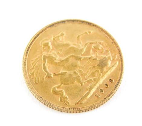 An Edward VII half gold sovereign, dated 1903.