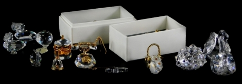 A collection of Swarovski crystal animals, etc., to include two Classics pieces, boxed.