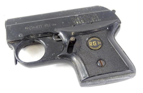 A ROHM RG3S blank firing starter pistol.