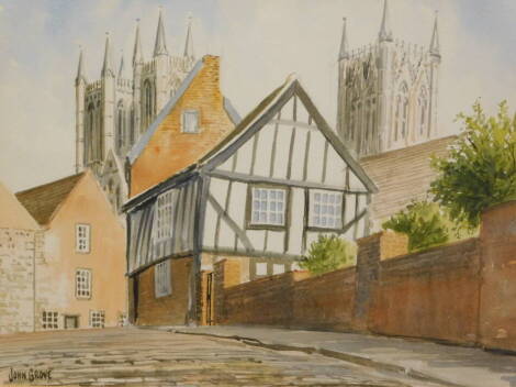 John Grove (20thC). Crooked House, Lincoln, watercolour, signed, 19cm x 25cm.