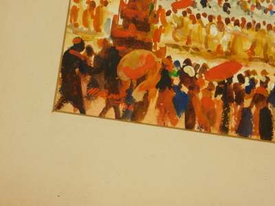 U.HLA Baw (1904-1949). Parade (Burma) Myanmar, watercolour, signed and dated (19)36?, 25cm x 35cm. - 3