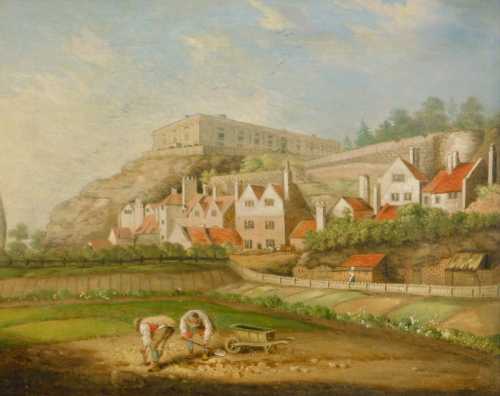 19thC British School. Nottingham Castle, oil on canvas, 34cm x 43cm.