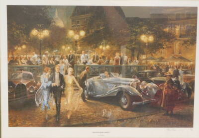 After Alan Fearnley. Montmartre Soiree, limited edition colour print of 500, signed in pencil, 35.5cm x 55cm.