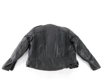 A heavy black leather motorcycle jacket, with fleece liner. - 3