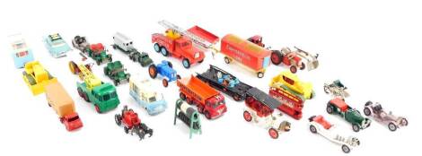 Corgi and Dinky die cast vehicles, including a Corgi Smith's Karrier Van., Dinky four berth caravan., Corgi Batmobile., Corgi Major Chipperfield's Circus International 6x6 truck and Circus animal cage., and a Tri-ang Spot-On Vauxhall Cresta. (2 trays)