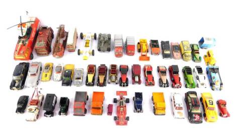 Dinky Corgi and other die cast vehicles, play worn, including a turntable fire escape., Chubb Pathfinder Airport Crash Truck., 007 Aston Martin DB5., and a Sierra RS500 Cosworth. (a quantity)