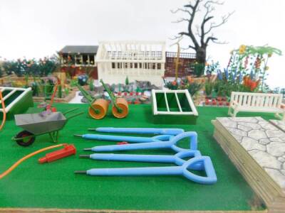 A Britains Limited plastic floral garden, with greenhouse, trees, fencing, etc. (a quantity) - 3